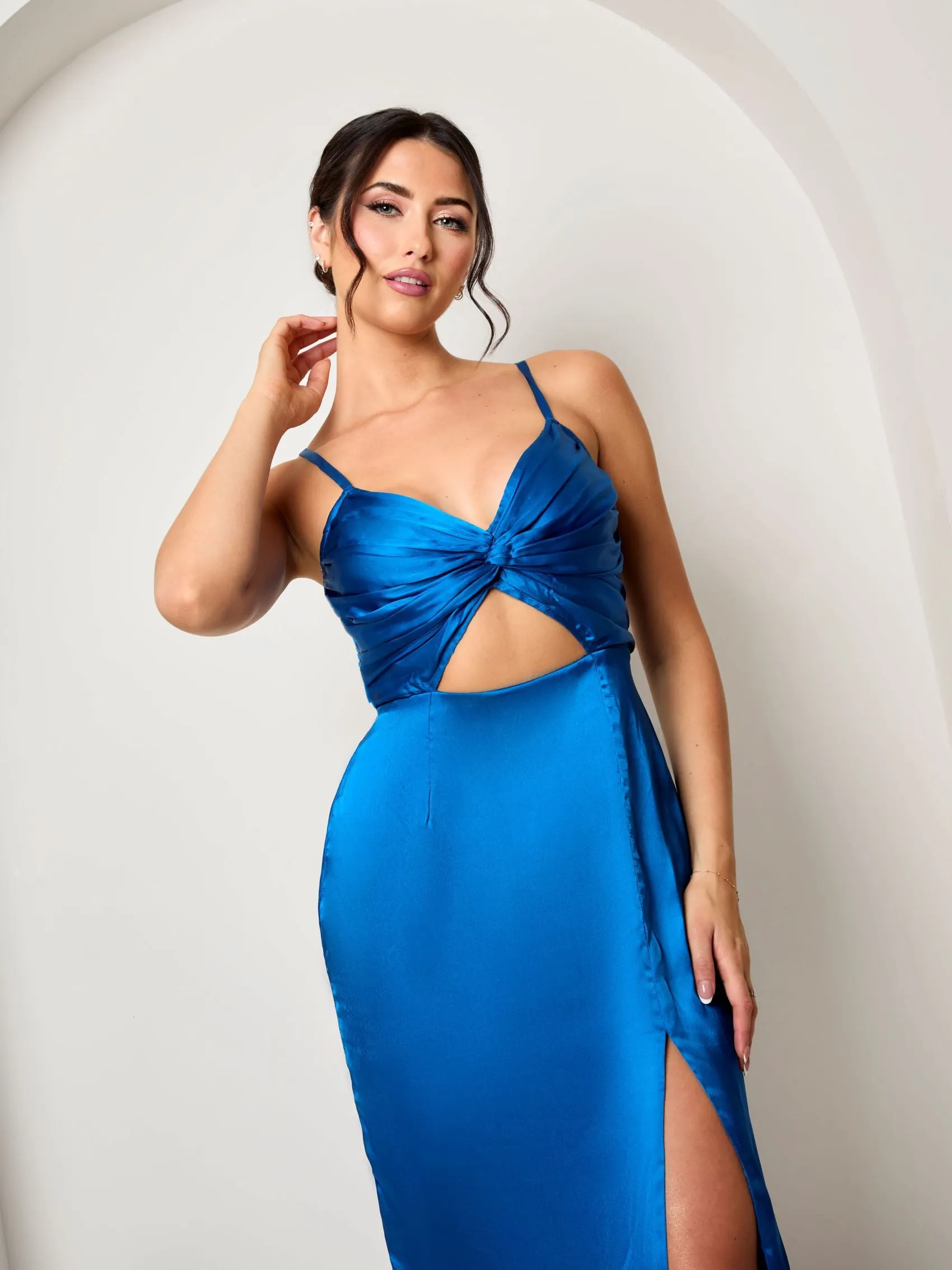 Twist Bodice Satin Maxi Dress in Cobalt sold by Chi Chi London product image thumbnail 5