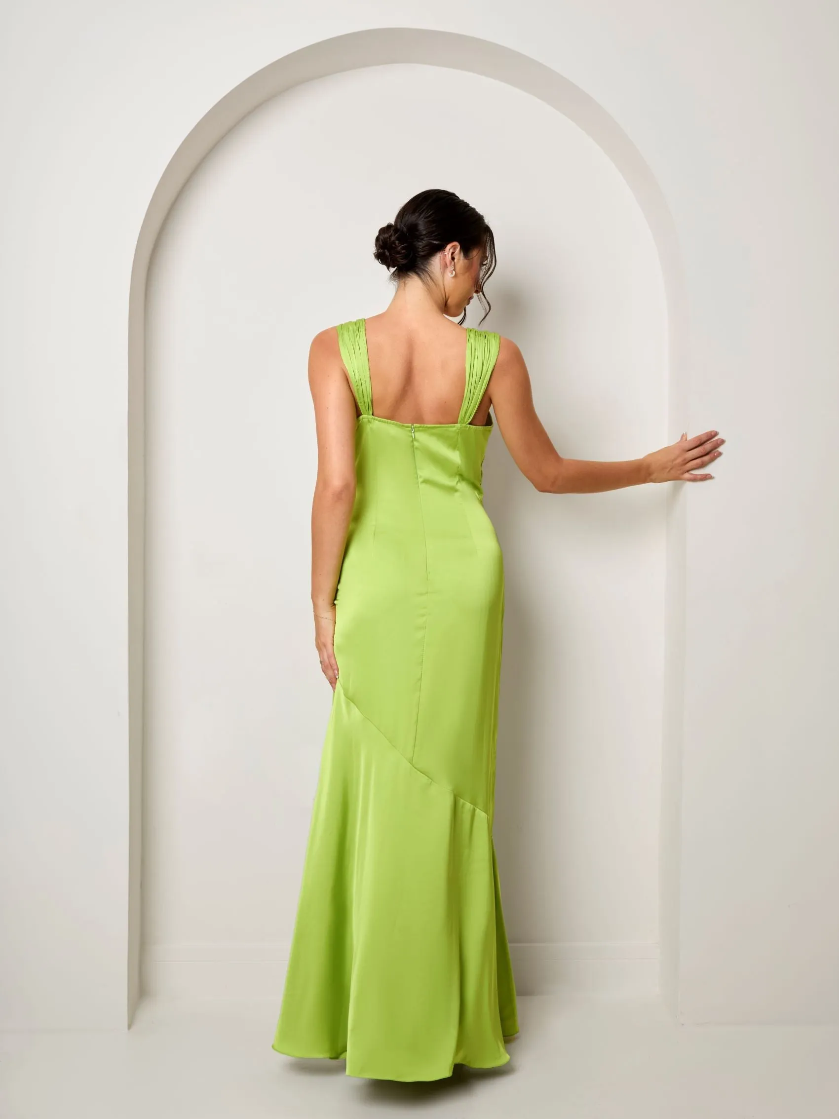 Satin Maxi Dress in Green sold by Chi Chi London product image thumbnail 3