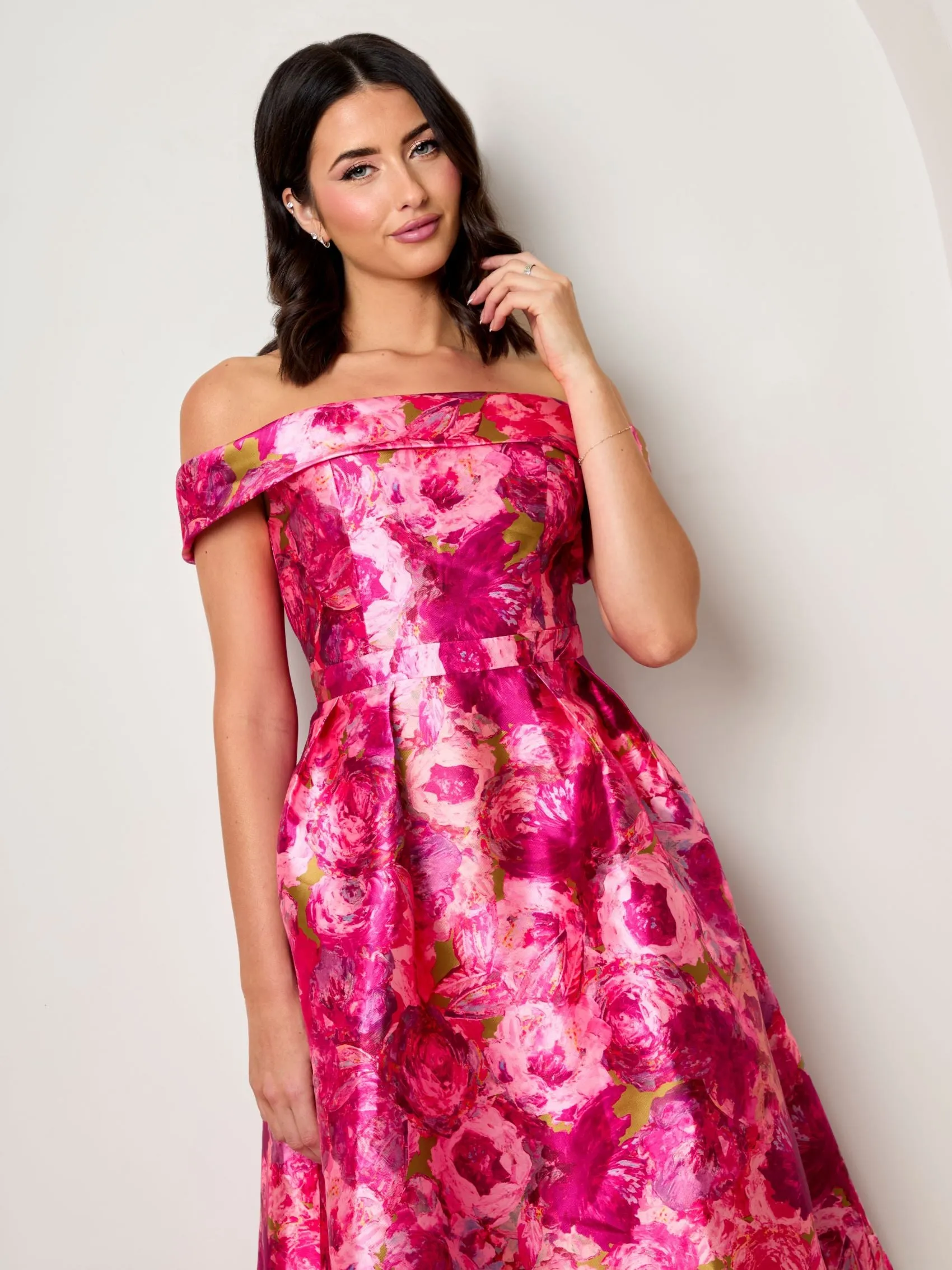 Bardot Twill Fit and Flare Dress in Pink sold by Chi Chi London product image thumbnail 2