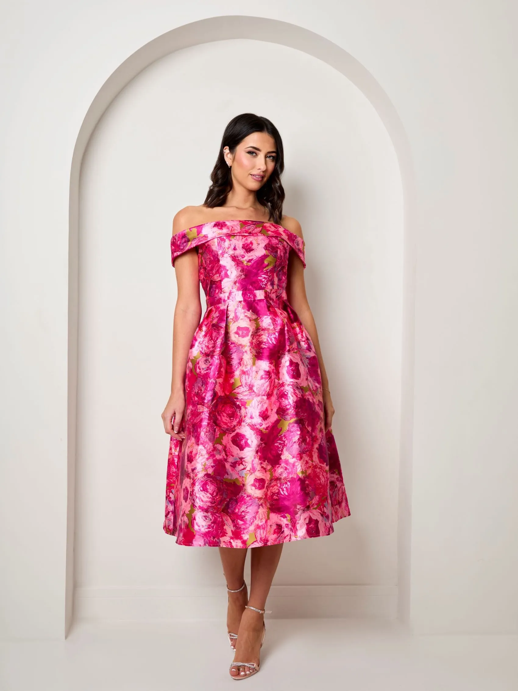 Bardot Twill Fit and Flare Dress in Pink sold by Chi Chi London product image thumbnail 5
