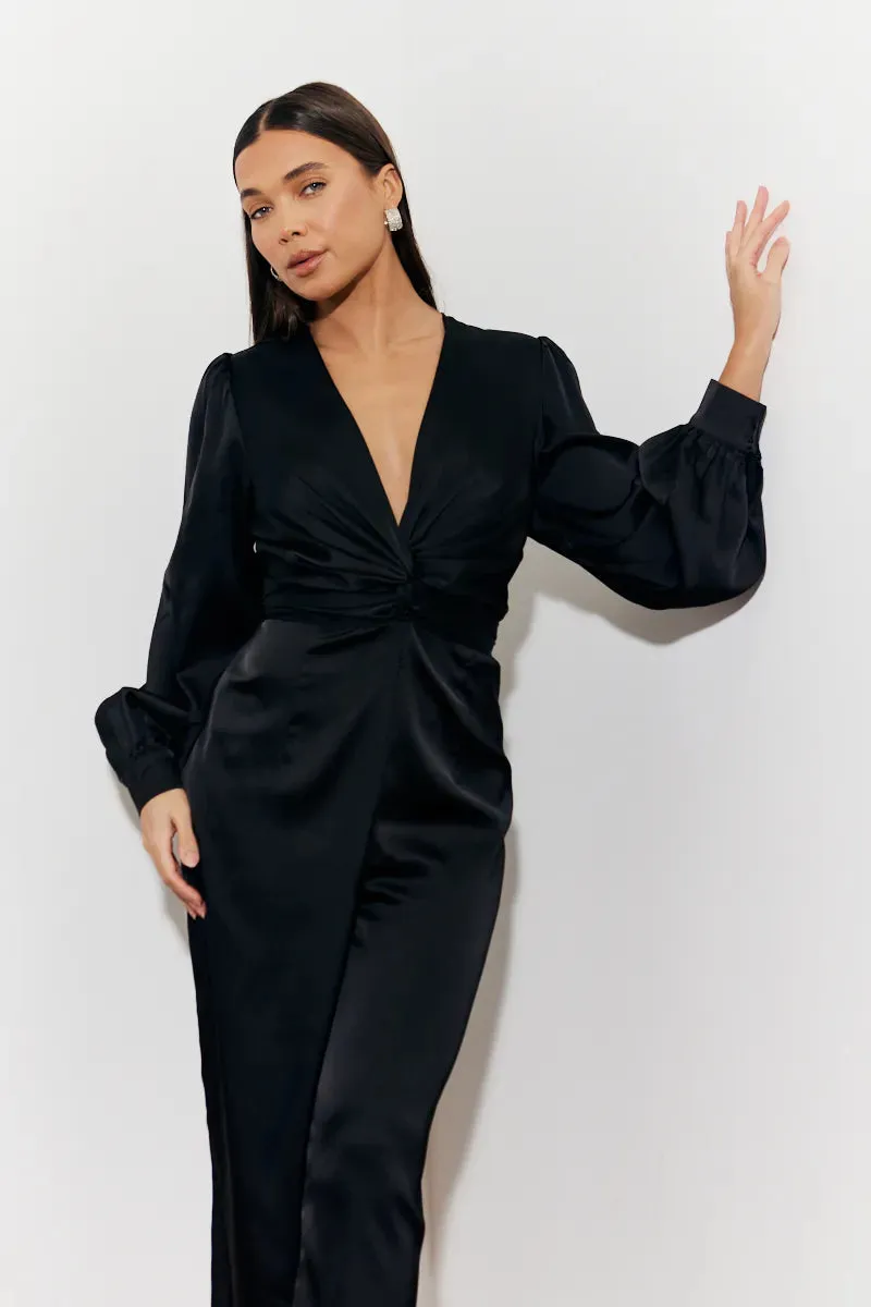 In The Style Twist Front Detail Wide Leg Satin Jumpsuit sold by Chi Chi London product image thumbnail 2