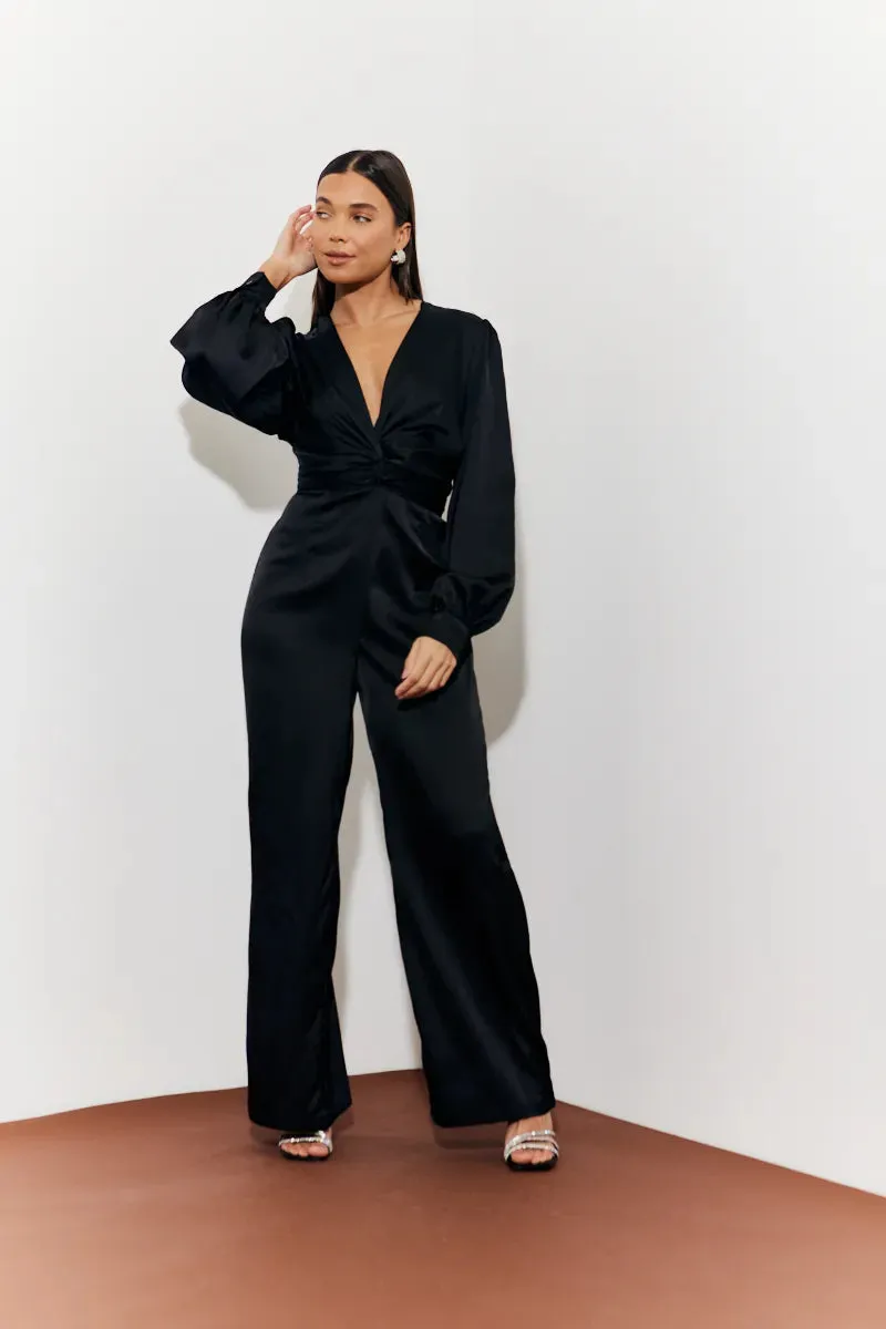 In The Style Twist Front Detail Wide Leg Satin Jumpsuit sold by Chi Chi London product image thumbnail 4