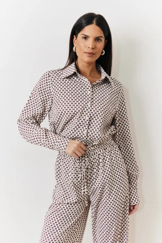 In The Style Geo Printed Relaxed Shirt in Monochrome sold by Chi Chi London