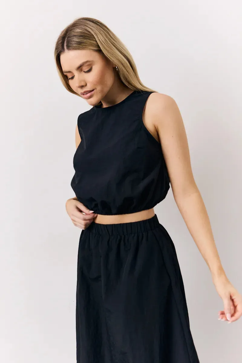 In The Style Balloon Co-Ord Crop Top in Black sold by Chi Chi London