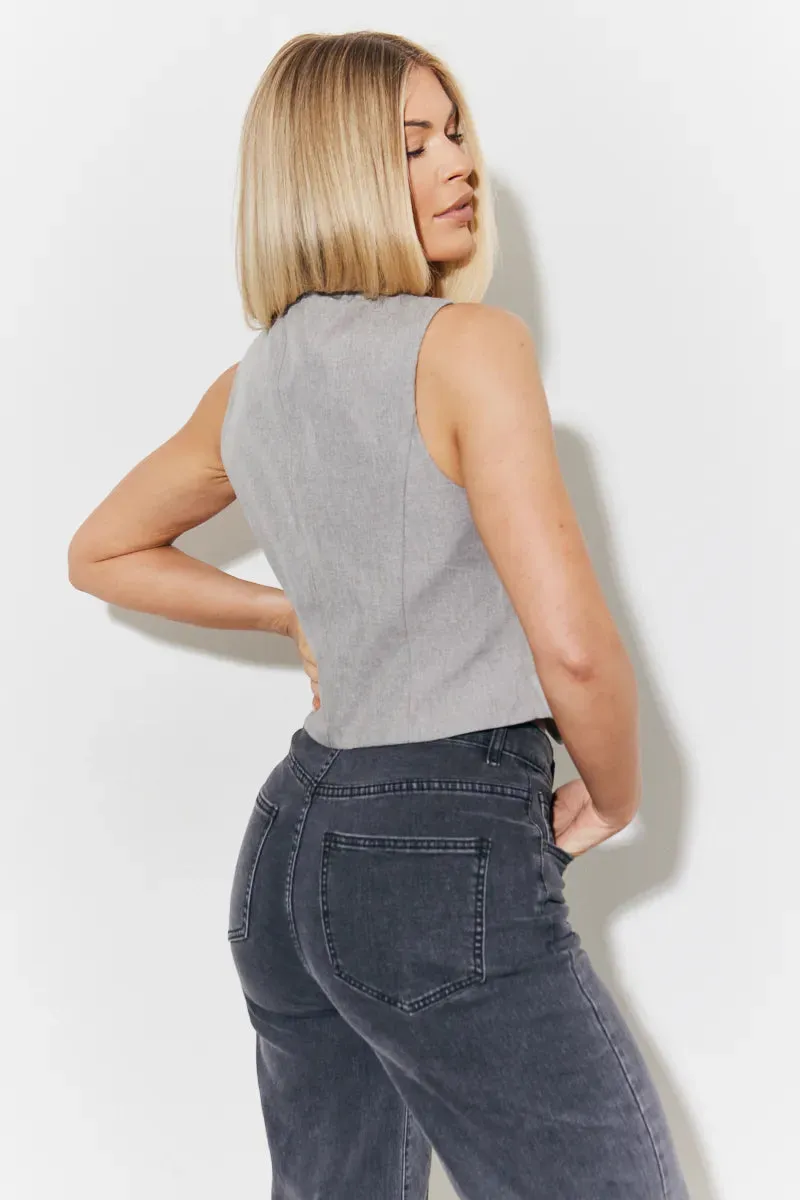 In The Style Tailored Waistcoat in Grey sold by Chi Chi London product image thumbnail 2