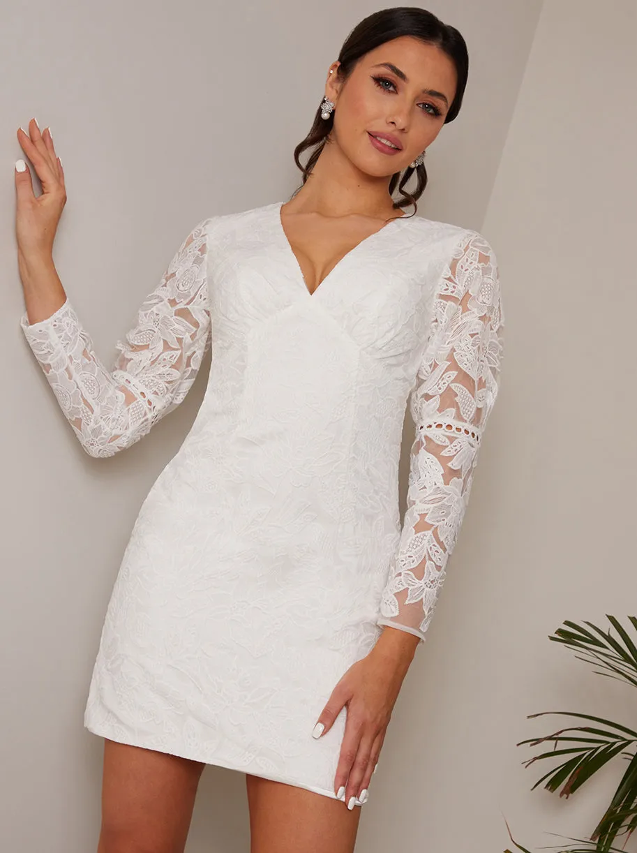 V Neck Long Sleeve Mini Dress in White sold by Chi Chi London product image thumbnail 2