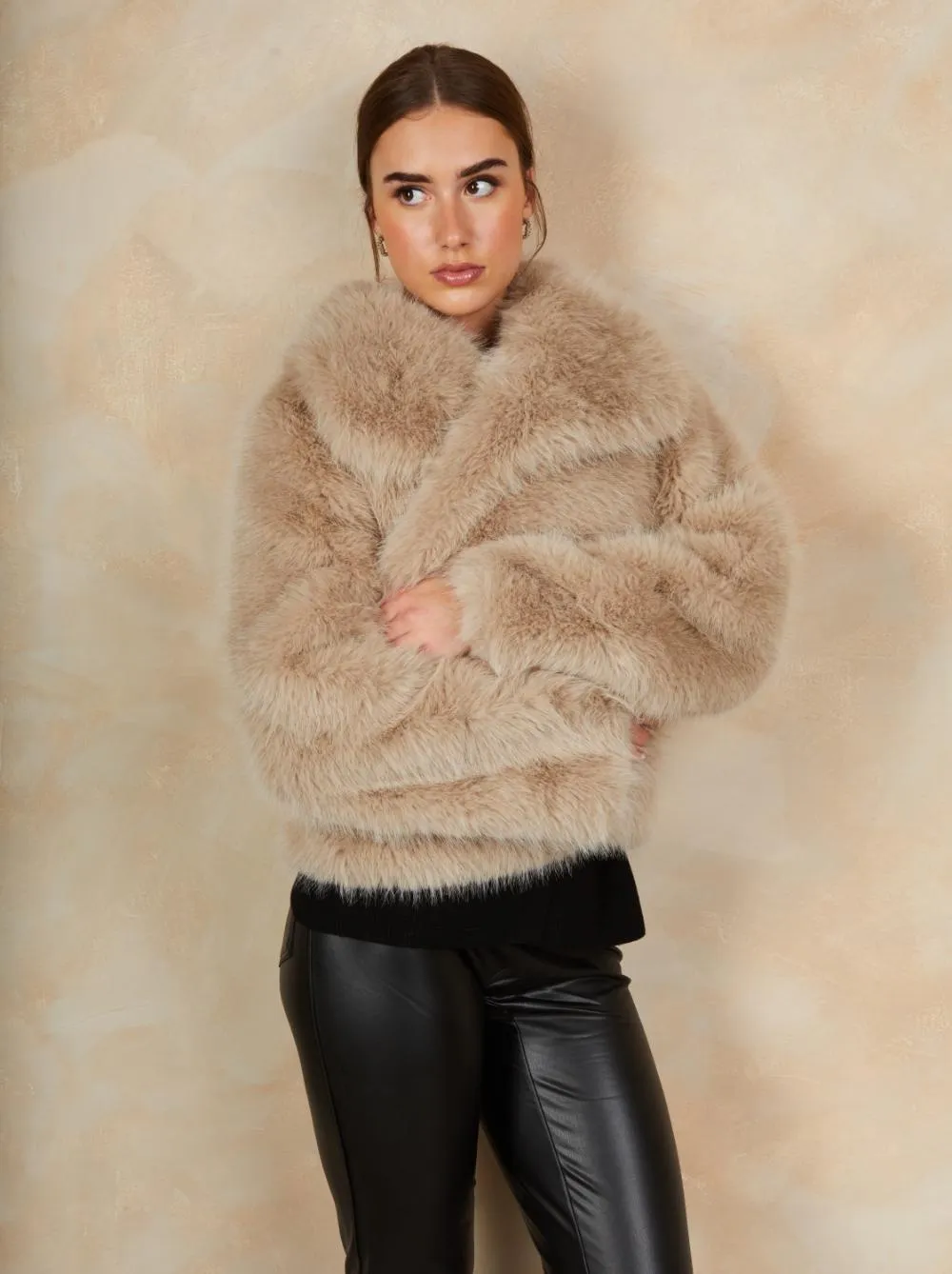 Faux Fur Short Length Coat in Mink sold by Chi Chi London product image thumbnail 5