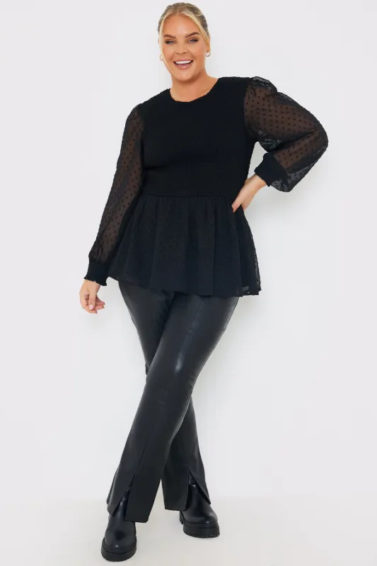 PU Split Hem Flare Trousers made by In the style