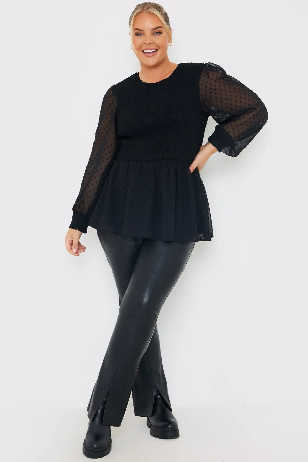 PU Split Hem Flare Trousers sold by Chi Chi London