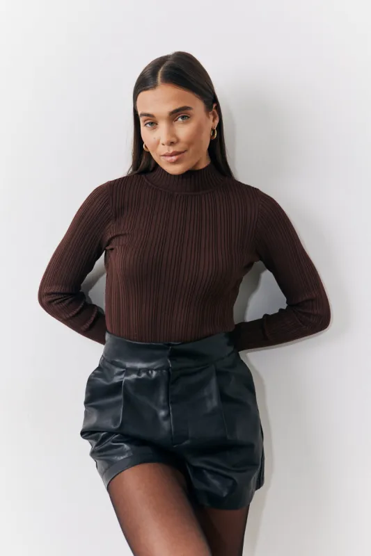 High Neck Variegated Rib Knit Top made by In the style