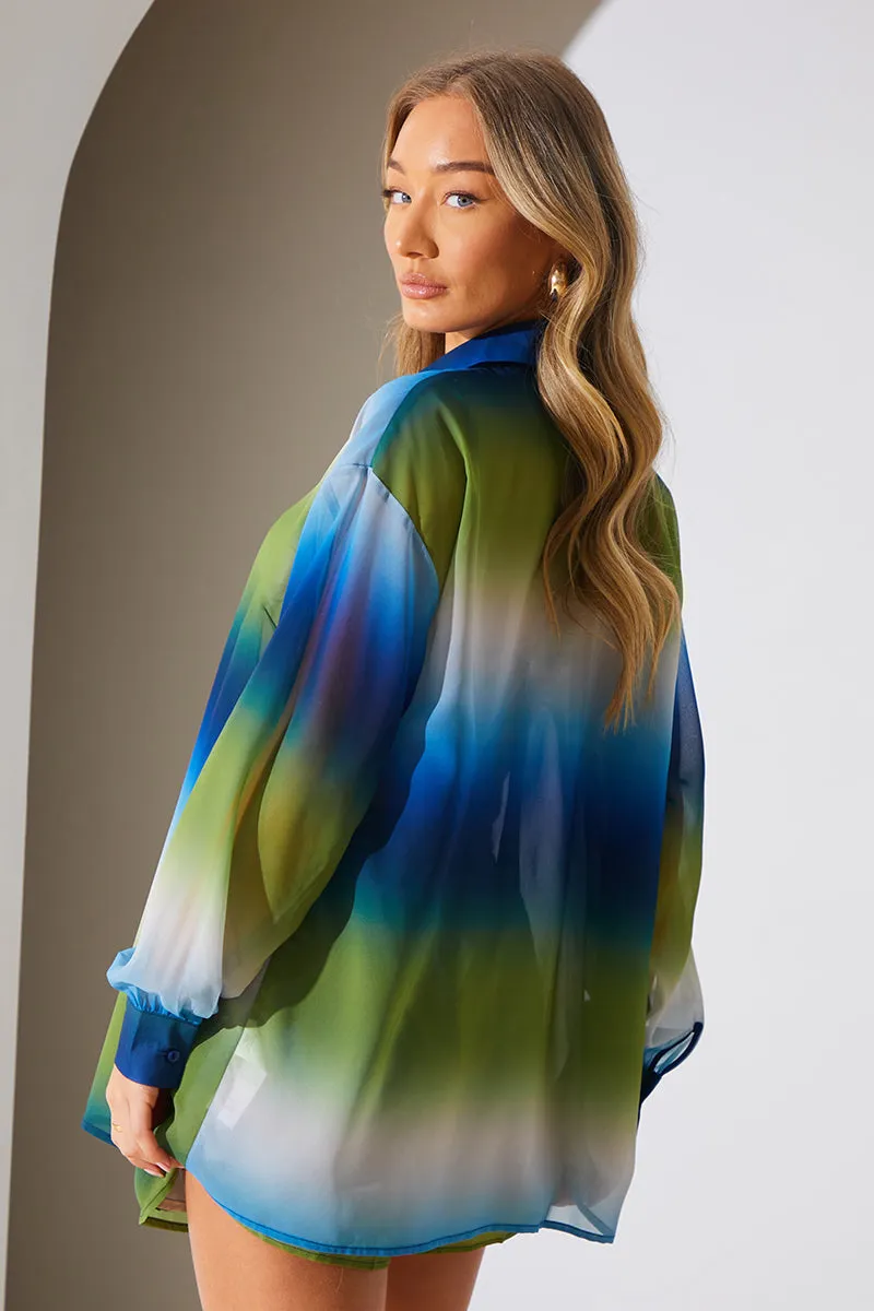 Ombre Chiffon Beach Co-Ord Shirt sold by Chi Chi London product image thumbnail 4