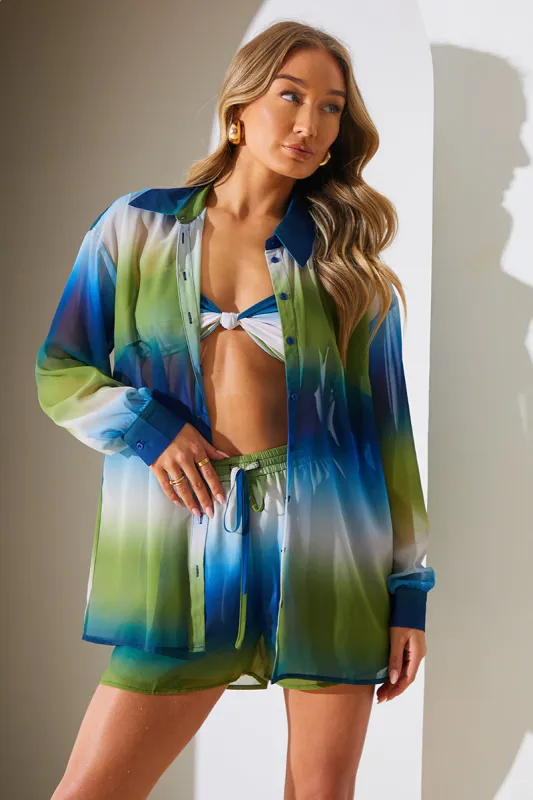 Ombre Chiffon Beach Co-Ord Shirt made by In the style