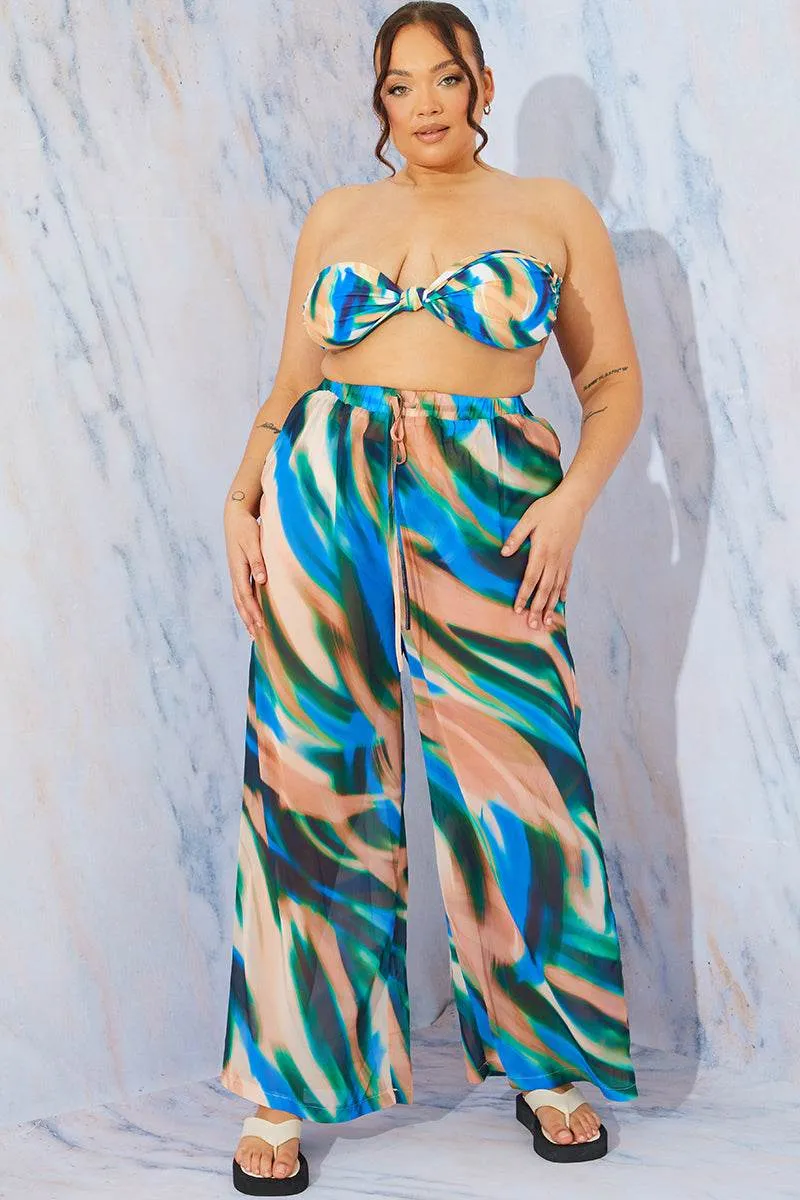 Abstract Print Wide Leg Elastic Waist Trousers sold by Chi Chi London product image thumbnail 4