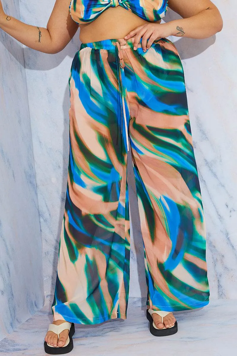Abstract Print Wide Leg Elastic Waist Trousers sold by Chi Chi London product image thumbnail 5