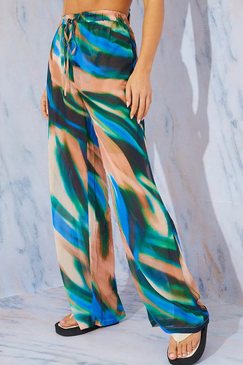 Abstract Print Wide Leg Elastic Waist Trousers sold by Chi Chi London product image thumbnail 2