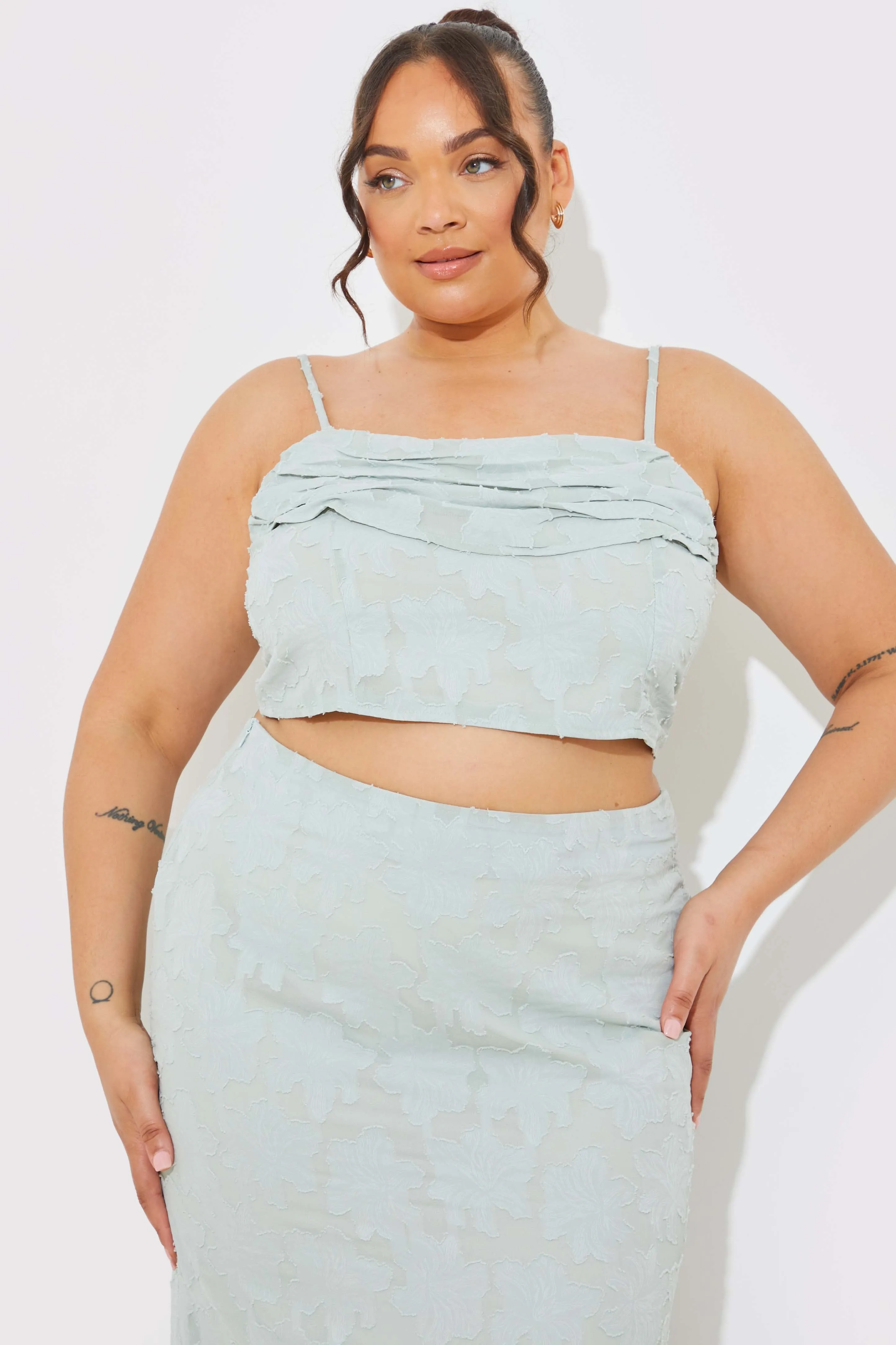Jacquard Draped Cami Co-Ord Crop Top sold by Chi Chi London product image thumbnail 5