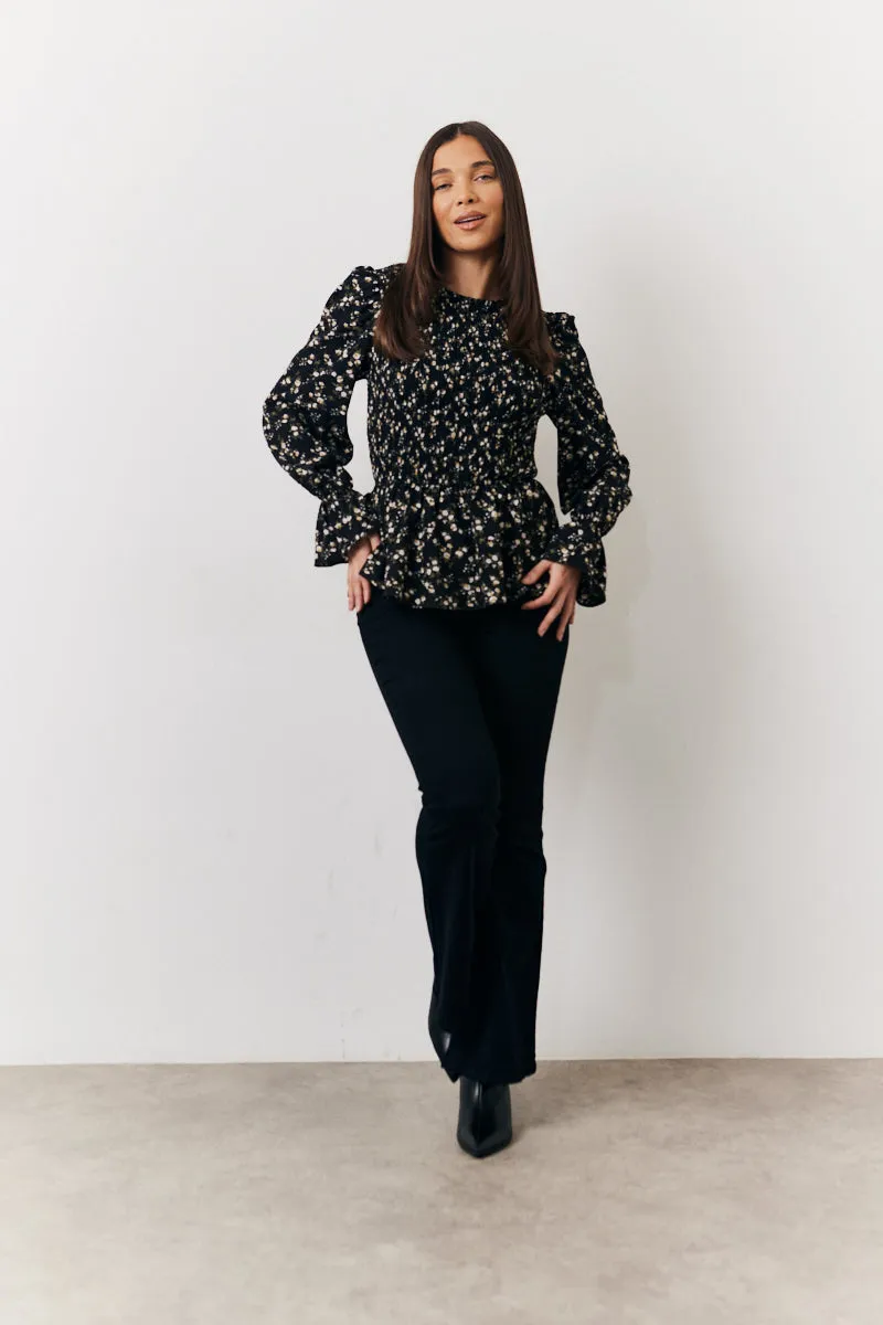 Black Floral Shirred Bust Blouse sold by Chi Chi London product image thumbnail 2