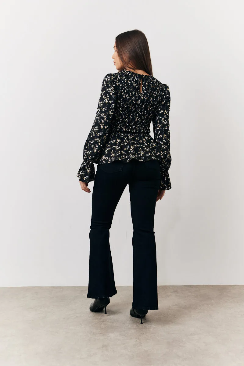 Black Floral Shirred Bust Blouse sold by Chi Chi London product image thumbnail 4