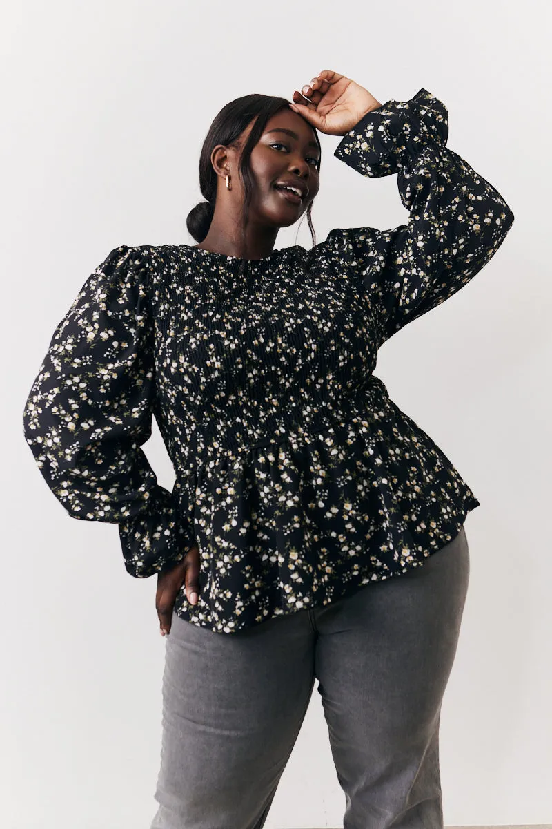 Black Floral Shirred Bust Blouse sold by Chi Chi London product image thumbnail 5