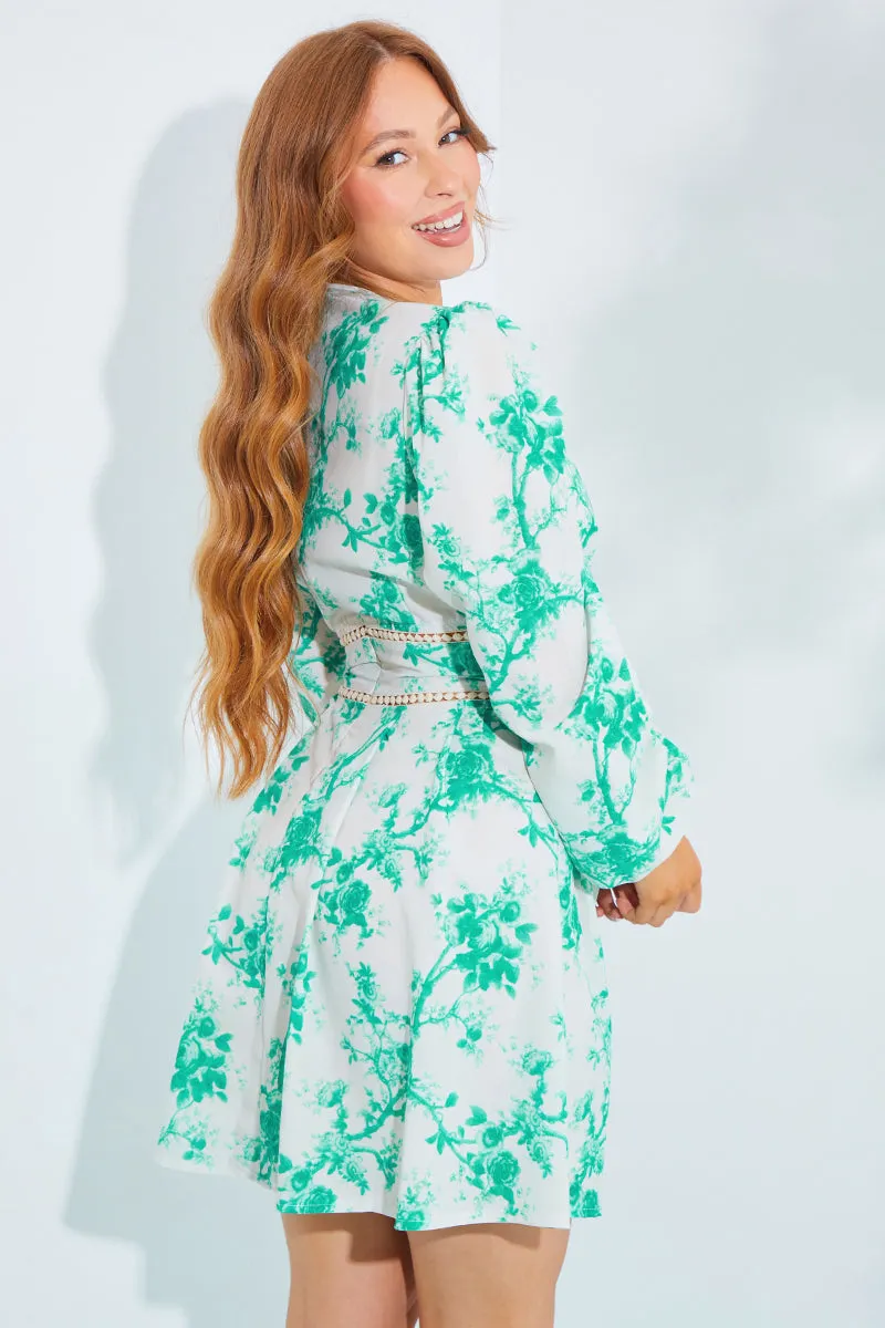 Floral Broderie Trim Mini Skater Dress sold by Chi Chi London product image thumbnail 4