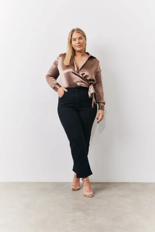 Straight Leg High Rise Ankle Grazer Jeans made by In the style