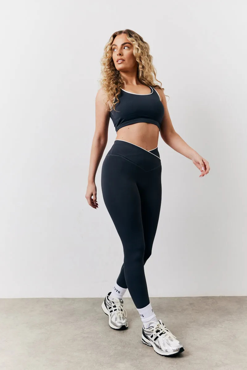 Indigo Blue Contrast Piping Co-Ord Wrap Leggings sold by Chi Chi London product image thumbnail 3