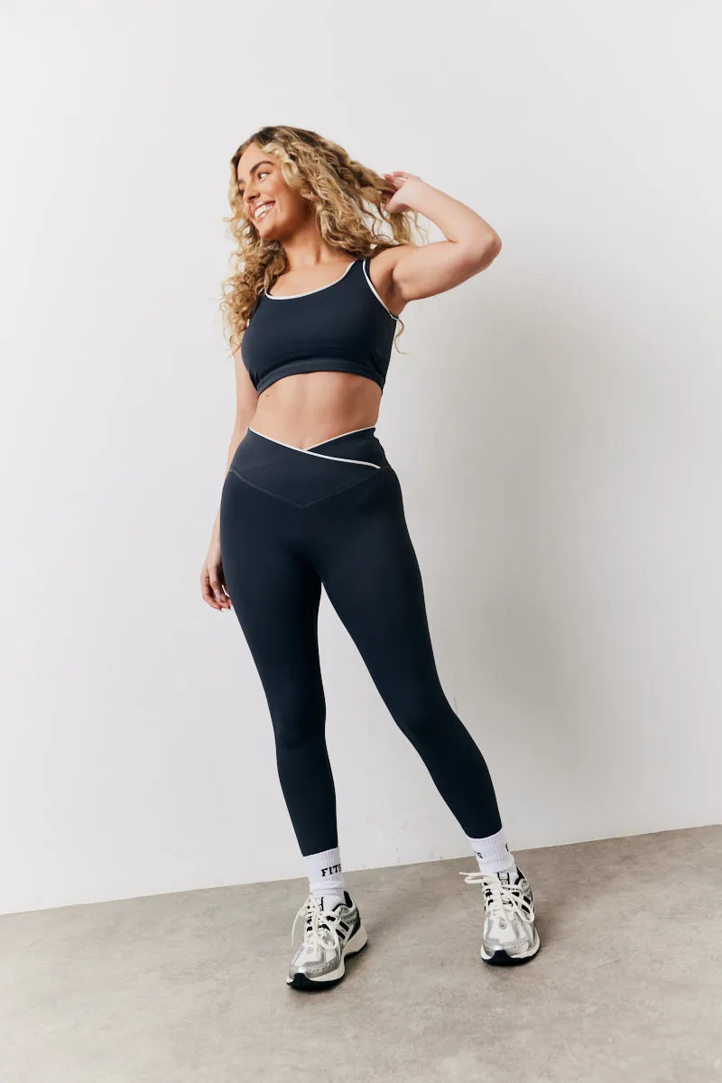 Indigo Blue Contrast Piping Co-Ord Wrap Leggings sold by Chi Chi London product image thumbnail 4