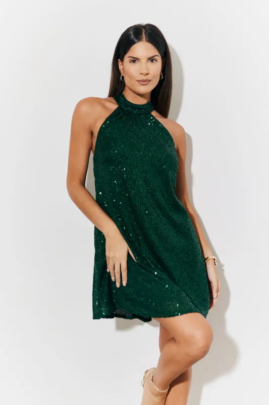High Neck Sequin Swing Mini Dress made by In the style