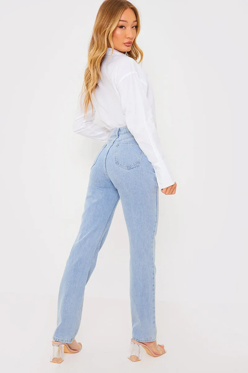 Light Wash Straight Leg Jeans sold by Chi Chi London product image thumbnail 4