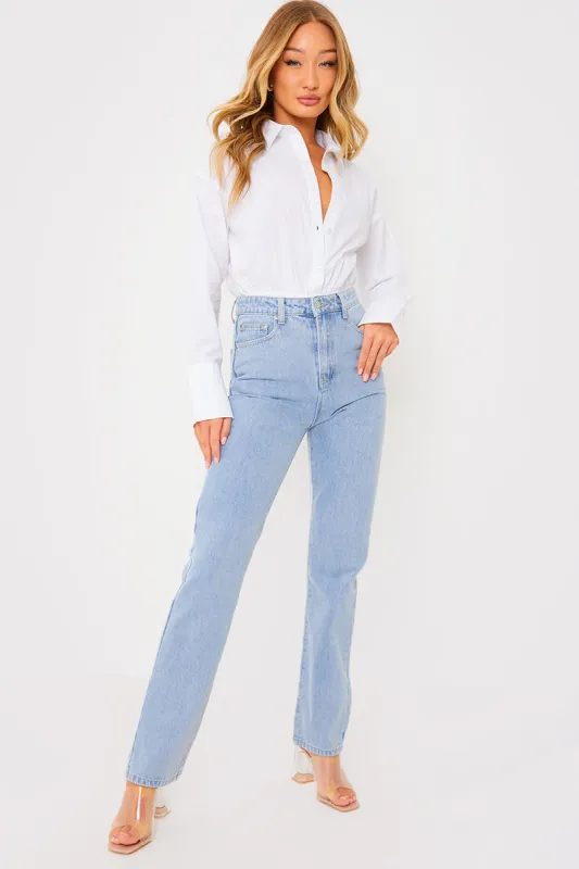 Light Wash Straight Leg Jeans made by In the style