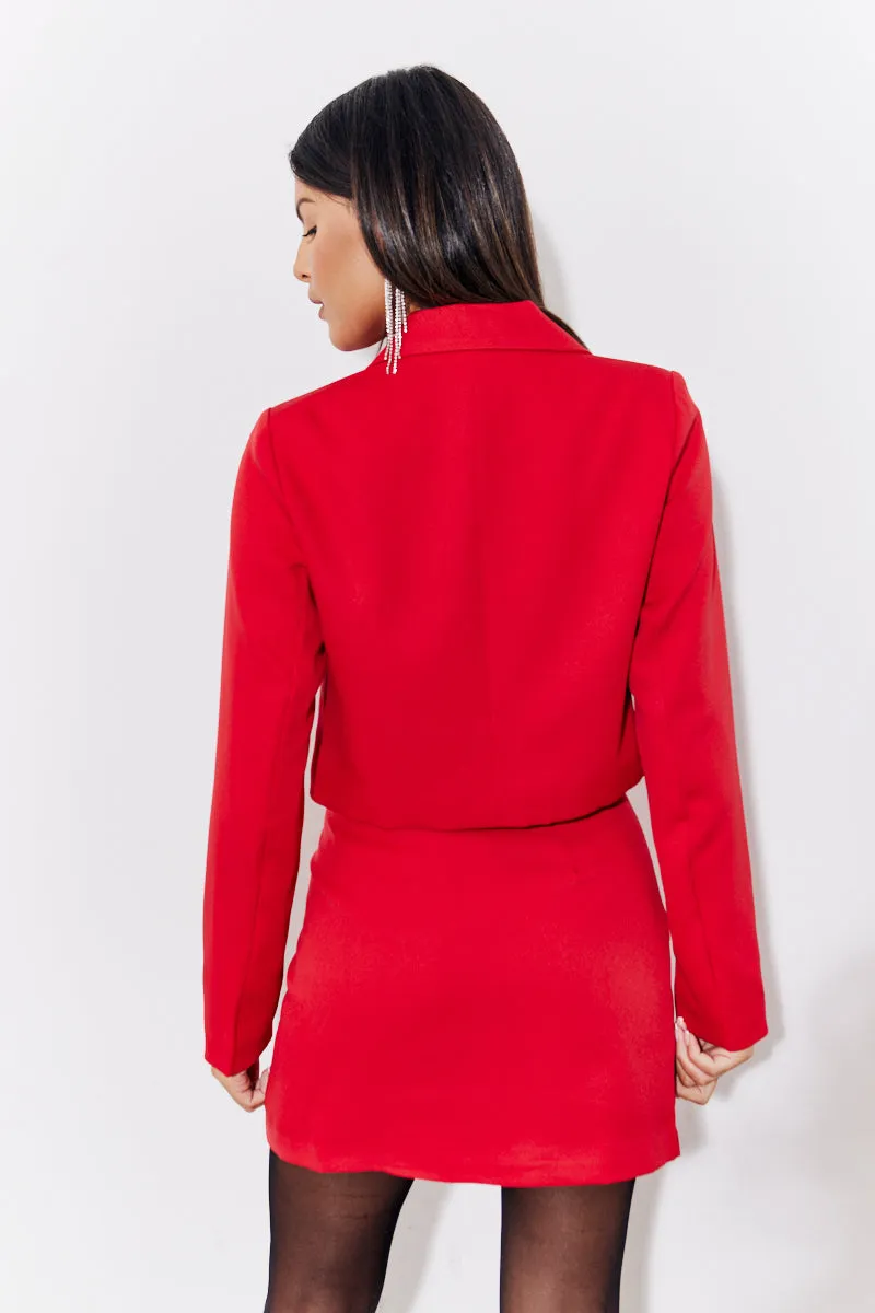 Red Cropped Tailored Blazer sold by Chi Chi London product image thumbnail 4
