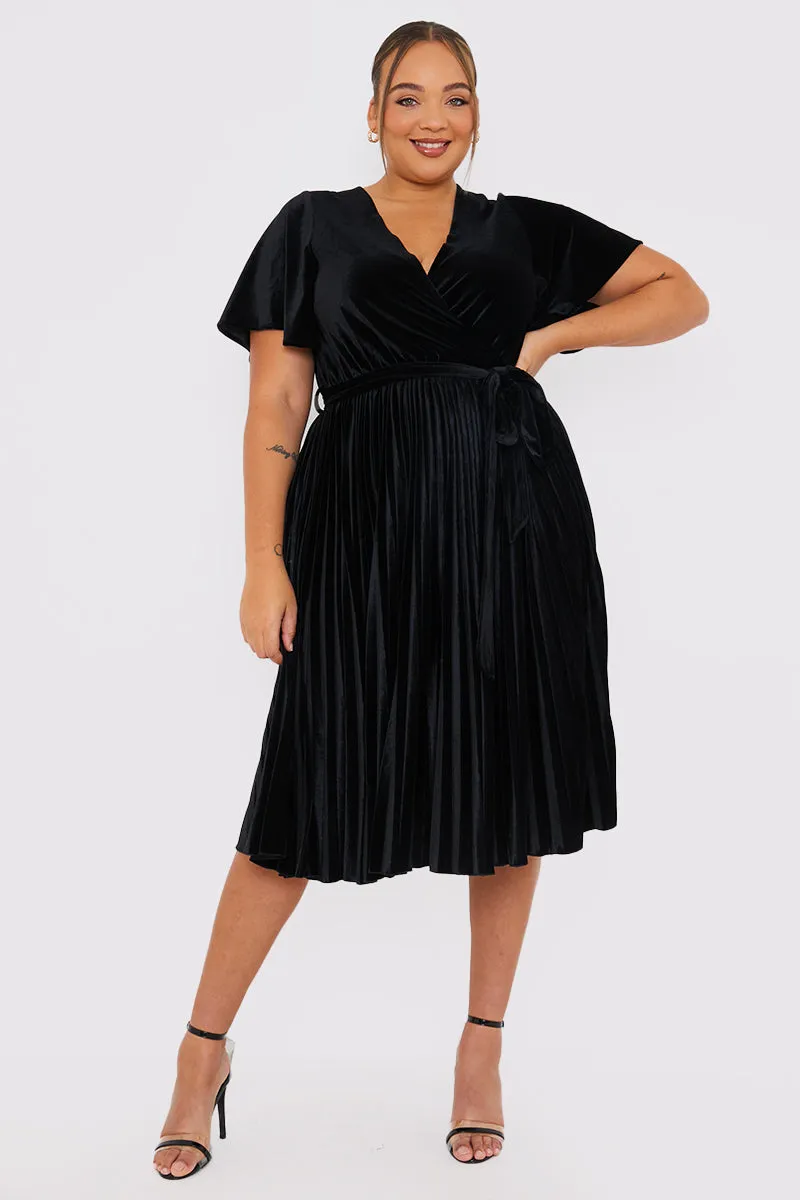 Velour Pleated Midi Dress sold by Chi Chi London product image thumbnail 5
