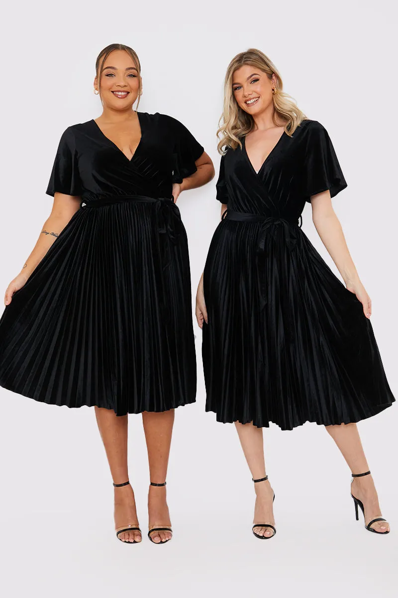 Velour Pleated Midi Dress sold by Chi Chi London product image thumbnail 2