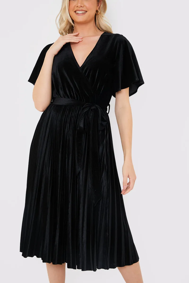 Velour Pleated Midi Dress sold by Chi Chi London product image thumbnail 3