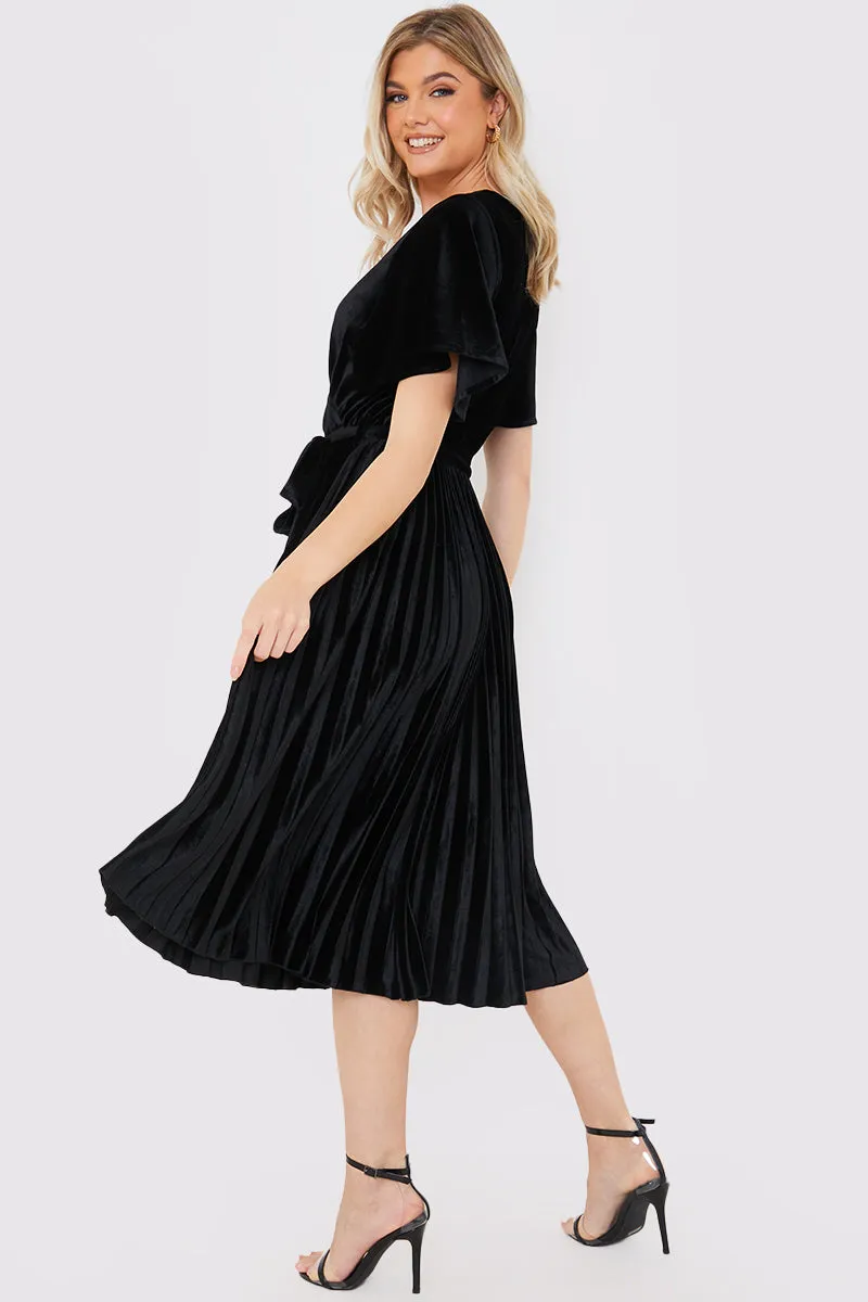 Velour Pleated Midi Dress sold by Chi Chi London product image thumbnail 4