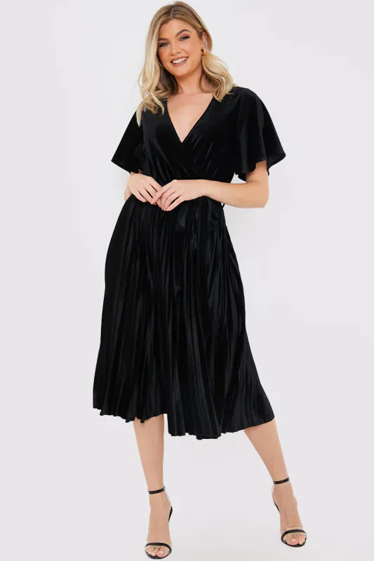Velour Pleated Midi Dress made by In the style