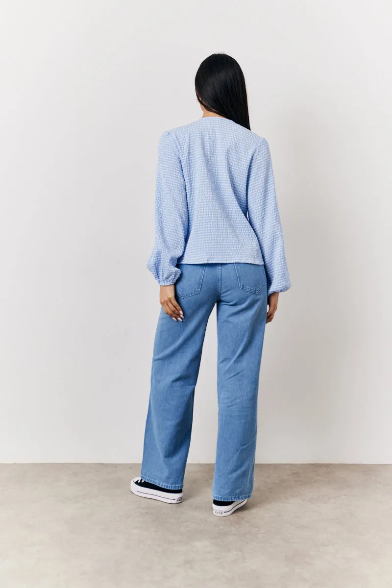 Blue Gingham Seersucker Tie Front Blouse sold by Chi Chi London product image thumbnail 4