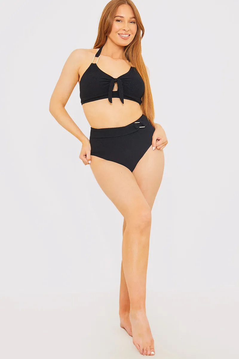 Control Textured Gold Bar Detail High Waisted Bikini Bottom sold by Chi Chi London product image thumbnail 3