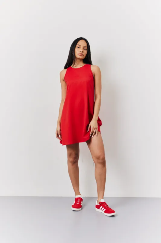 Red Linen A-Line Mini Dress made by In the style