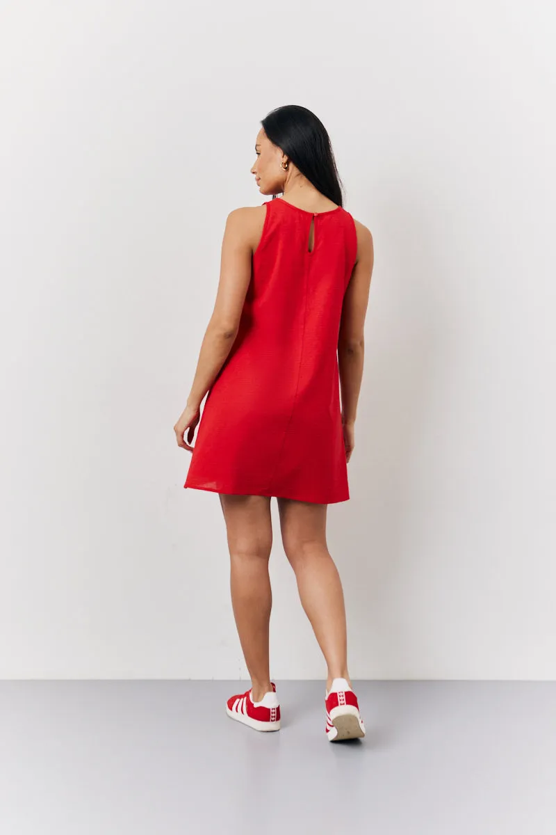 Red Linen A-Line Mini Dress sold by Chi Chi London product image thumbnail 4