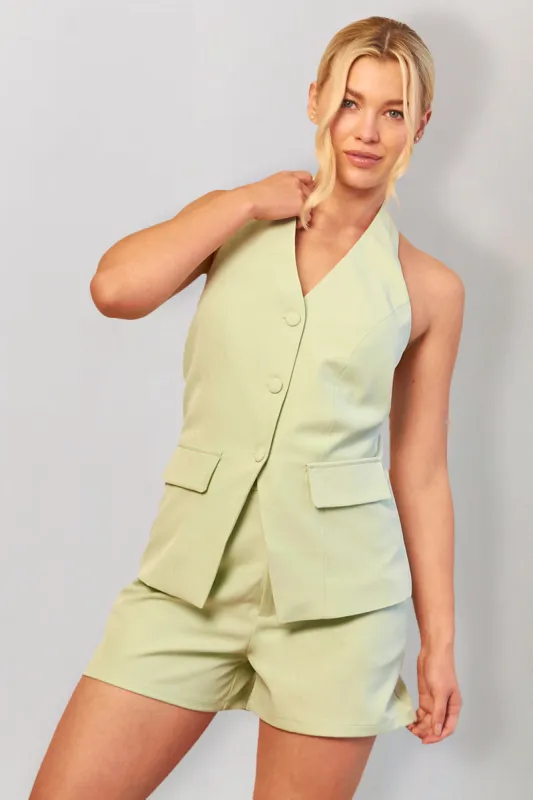 Mint Green Halterneck Co-Ord Waistcoat made by In the style