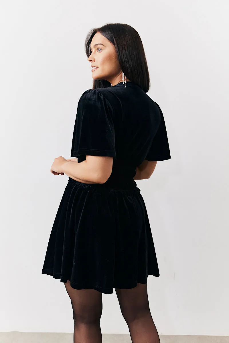 Velvet Mini Dress with Embellished Buttons sold by Chi Chi London product image thumbnail 4