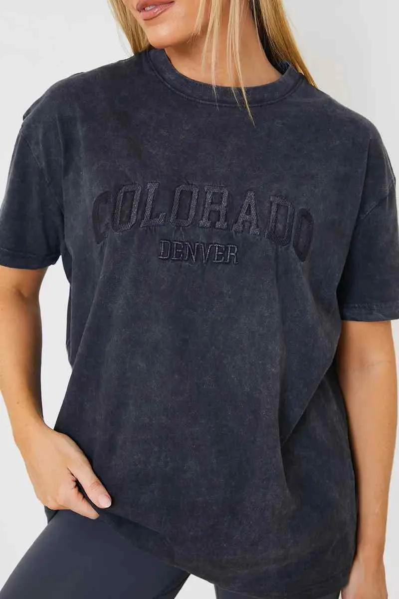 Colorado' Acid Wash Slogan T-Shirt sold by Chi Chi London product image thumbnail 3