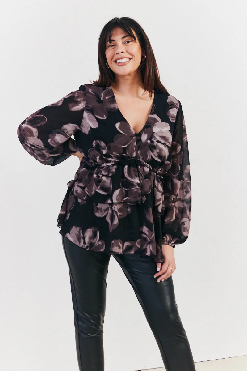 Floral V Neck Frill Detail Blouse sold by Chi Chi London product image thumbnail 5