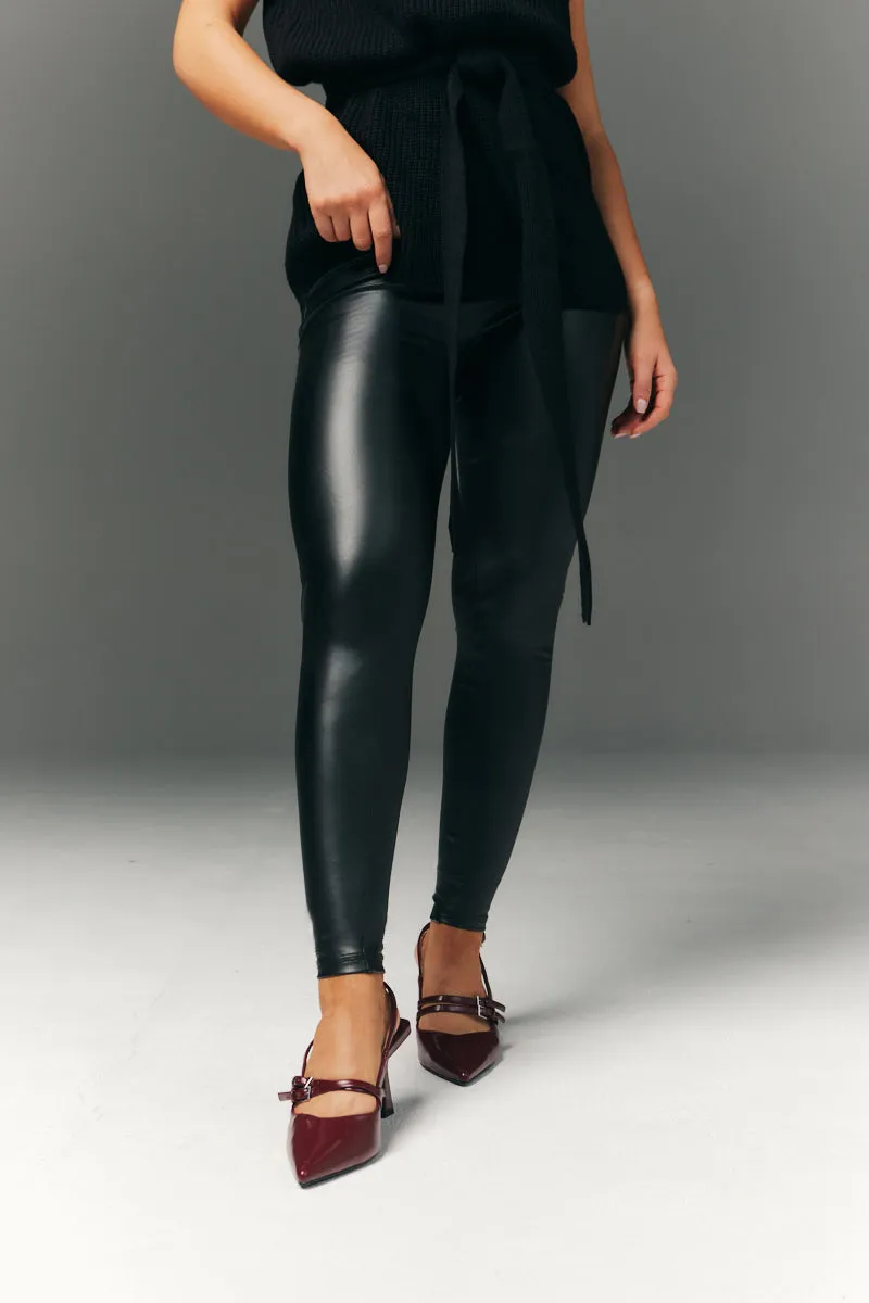 Perfect Sculpting High Waisted Leather Look Leggings With Back Pocket sold by Chi Chi London product image thumbnail 4