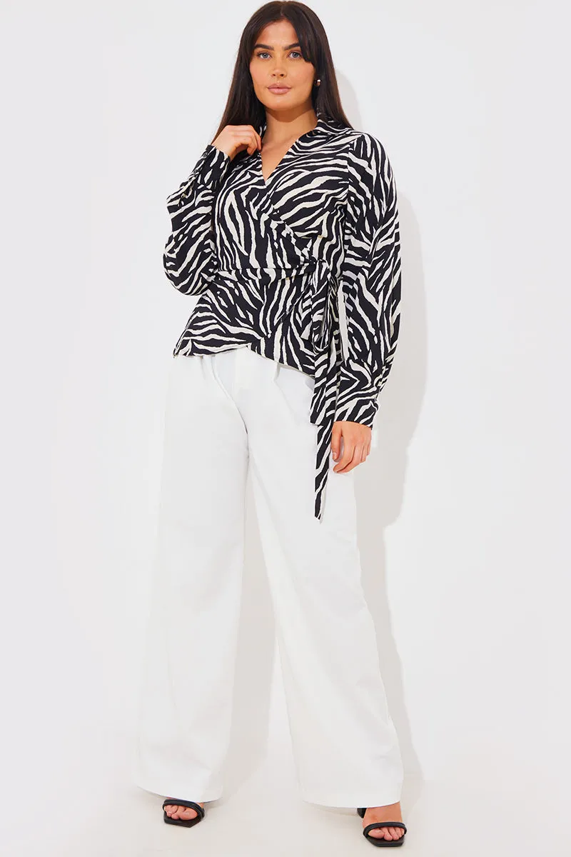 Zebra Print Wrap Front Shirt sold by Chi Chi London product image thumbnail 4