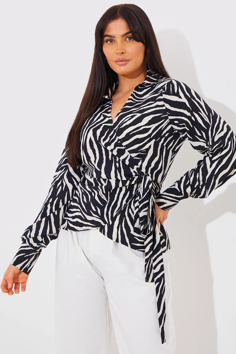 Zebra Print Wrap Front Shirt sold by Chi Chi London product image thumbnail 3