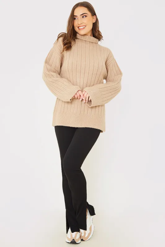 Compact Rib Split Hem Leggings made by In the style