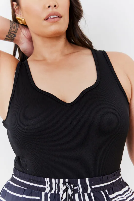 Ribbed Sweetheart Neckline Bodysuit made by In the style
