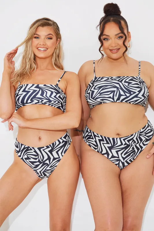 Sculpt and Control Abstract Print Bandeau Bikini Top made by In the style